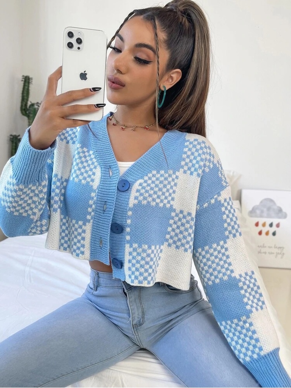 Cider Single Breasted Plaid Pumpkin patch Cardigan one size